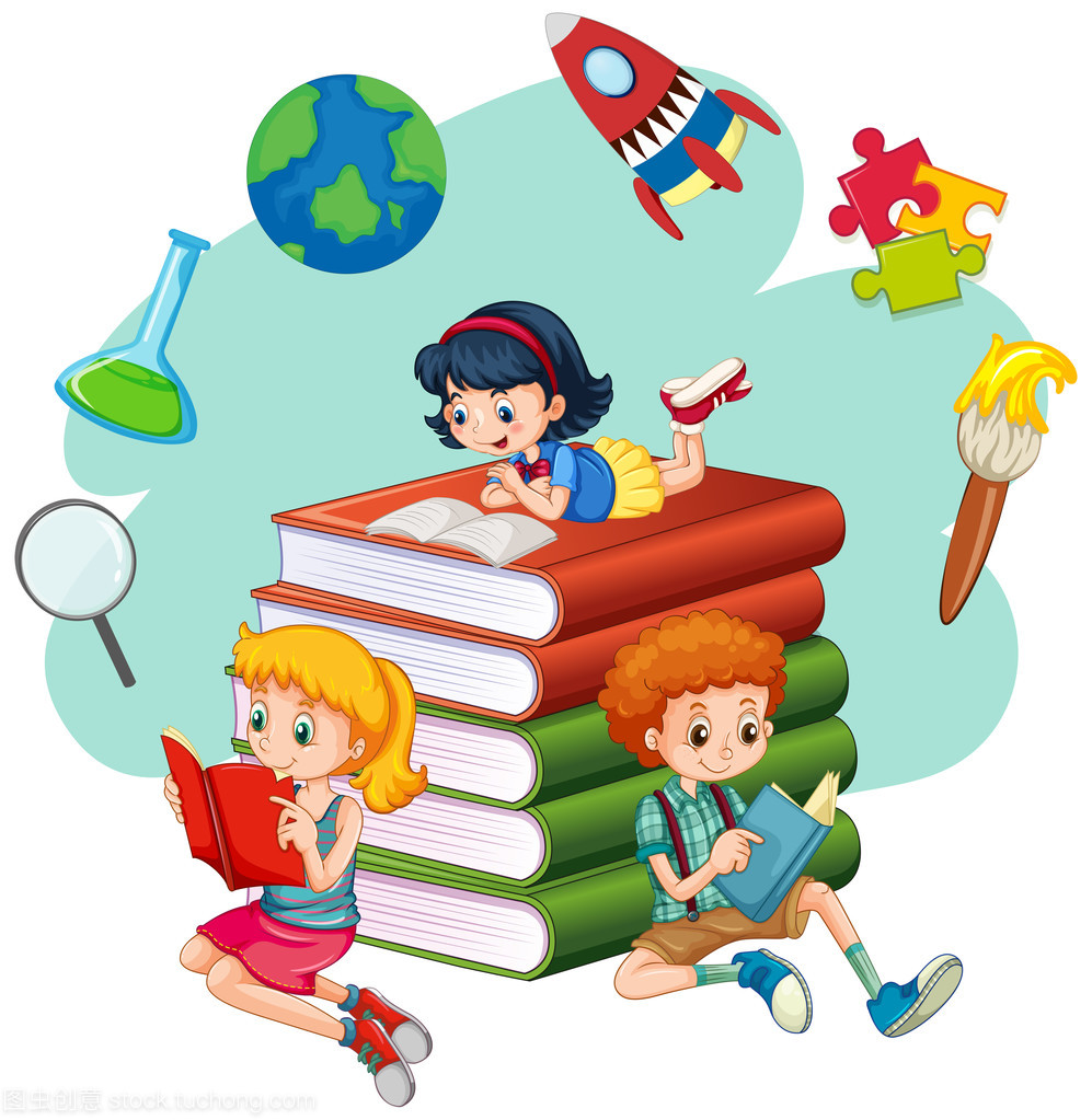 三個孩子閱讀的書籍
